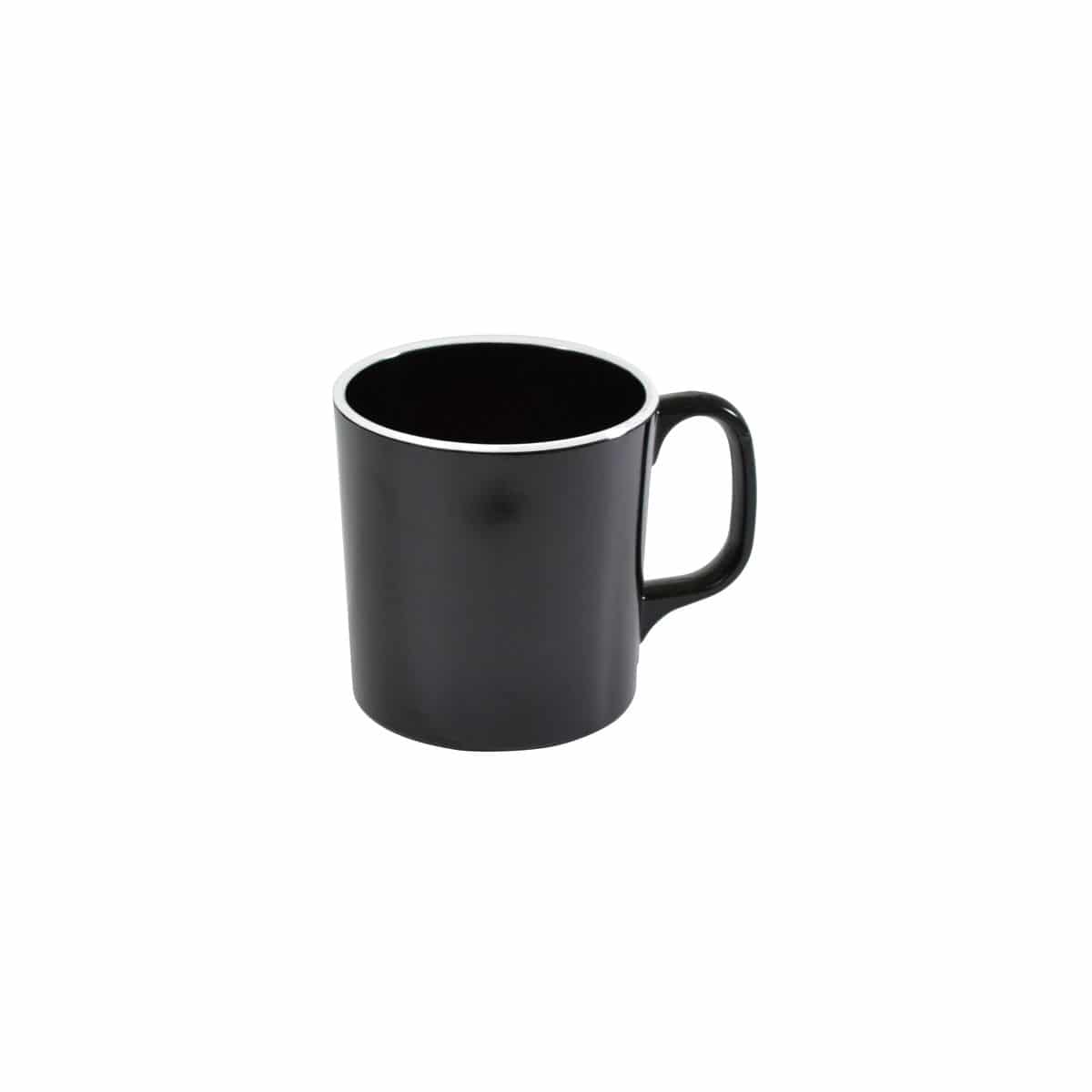 JAB VINTAGE BLACK/WHITE RIM ENAMEL LOOK MUG 80x85