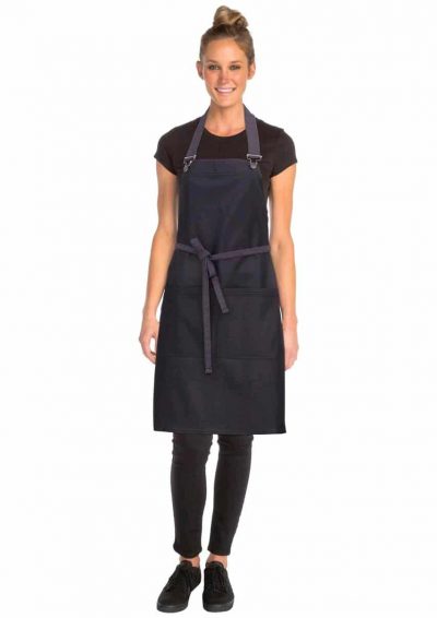 CHEFWORKS BOULDER WXED PRPL/BK BIB APRON