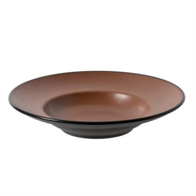 CC-Dual Colour Round Deep Plate 26.5cm - Brown & Black