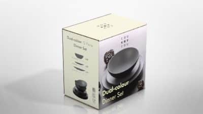 CC-Dual Colour Round 12 pc Dinner Set - Grey & Black